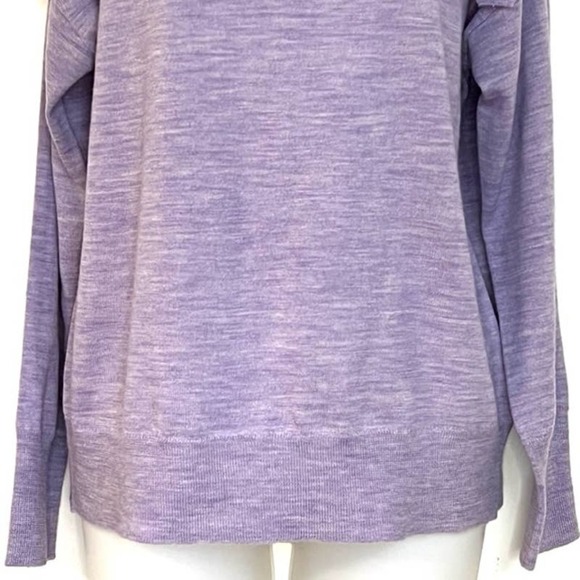 J. CREW LAVENDER MERINO WOOL COLD SHOULDER SWEATER WITH BOWS SIZE SMALL - Picture 3 of 11